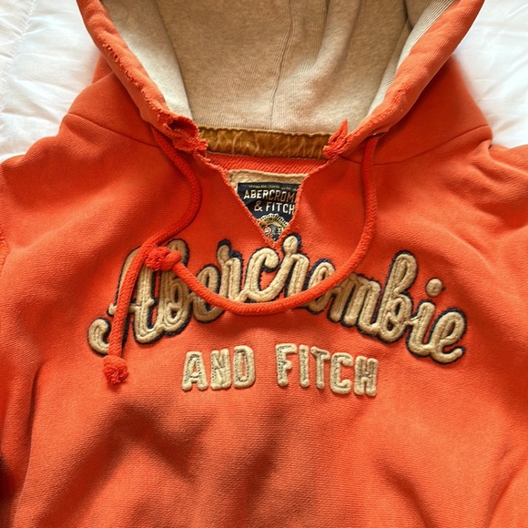 Men’s Abercrombie and Fitch, hooded, orange sweatshirt, size medium - Picture 2 of 4
